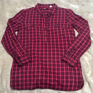 BDG Plaid Halfway Button Up Cotton Top